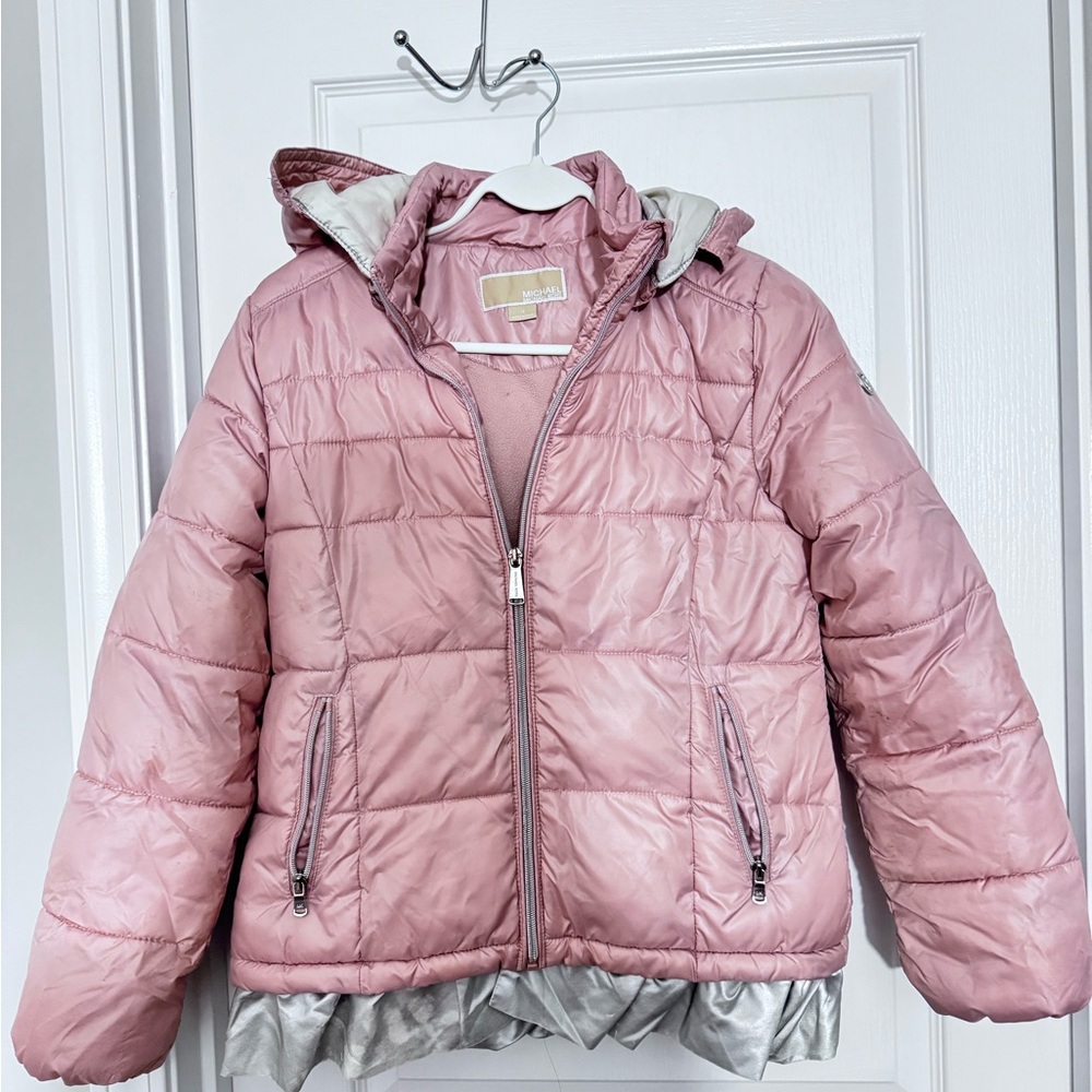 Michael Kors Pink and Silver Kids Puffer Jacket 14